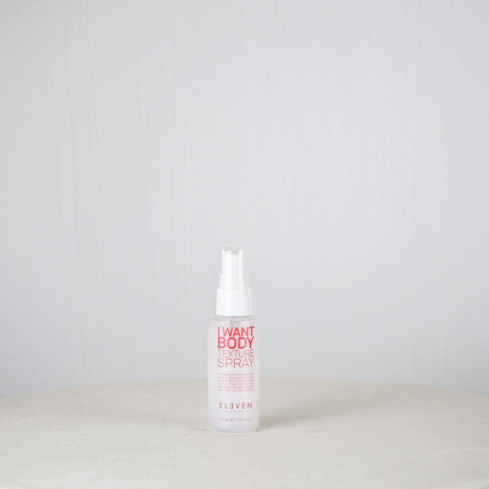 Spray bottle labeled 'I Want Body' on a white background