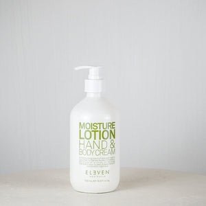 Bottle of moisture lotion on a white surface with a gray background