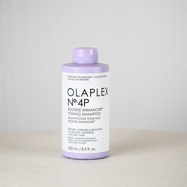 Olaplex No.4P shampoo bottle on a light gray background