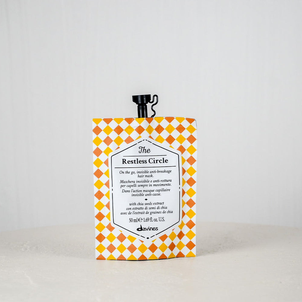 Product packaging with a checkered pattern on a white background