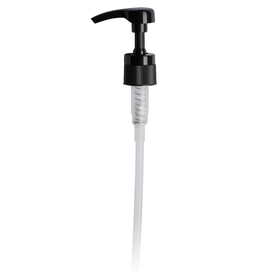Black pump dispenser on a white background