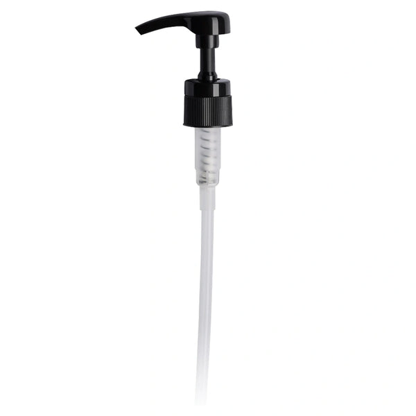 Black pump dispenser on a white background